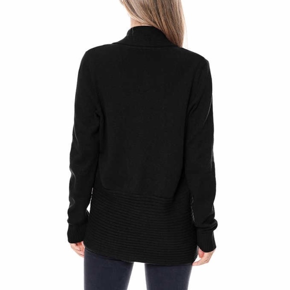 New Ladies Fever Waterfall Cozy Cardigan Black - Picture 3 of 11